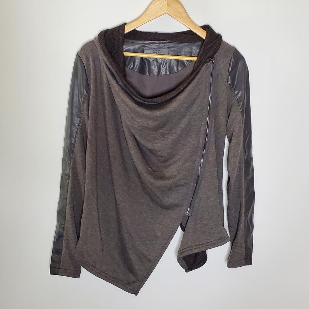 Blank NYC private practice drape front faux leather moto jacket